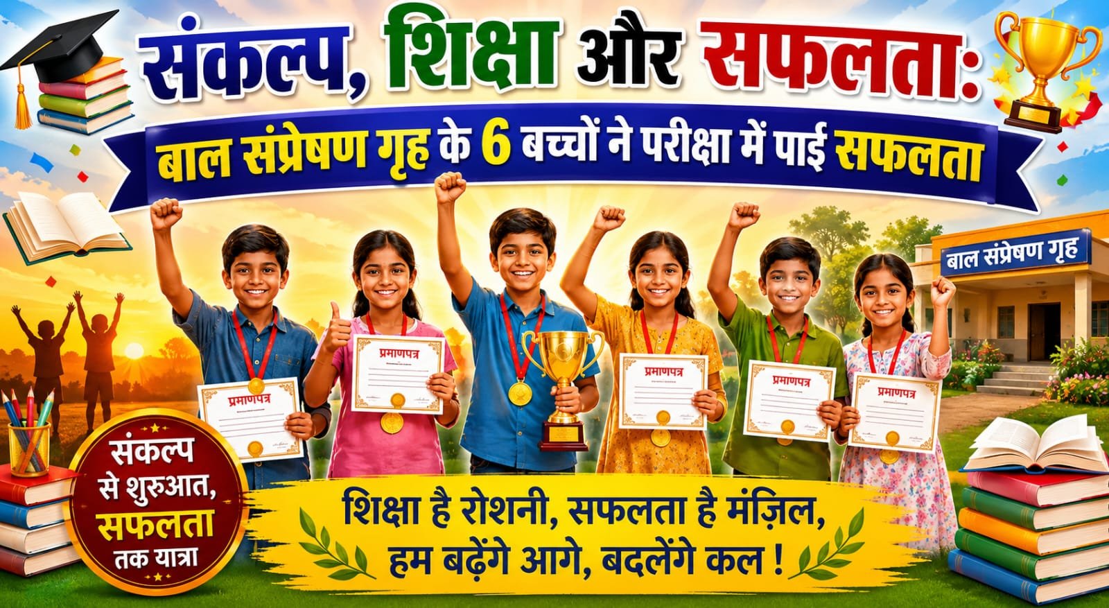 संकल्प, शिक्षा और सफलता: बाल संप्रेषण गृह के 6 बच्चों ने परीक्षा में पाई सफलता