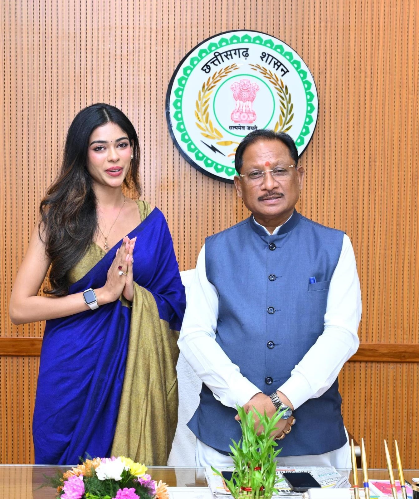मुख्यमंत्री  विष्णुदेव साय से मिस इंडिया छत्तीसगढ़ सुश्री अनुष्का सोन ने की सौजन्य मुलाकात : सदन का ऐतिहासिक सत्र सुनने विधानसभा पहुंची थी मिस इंडिया छत्तीसगढ़
