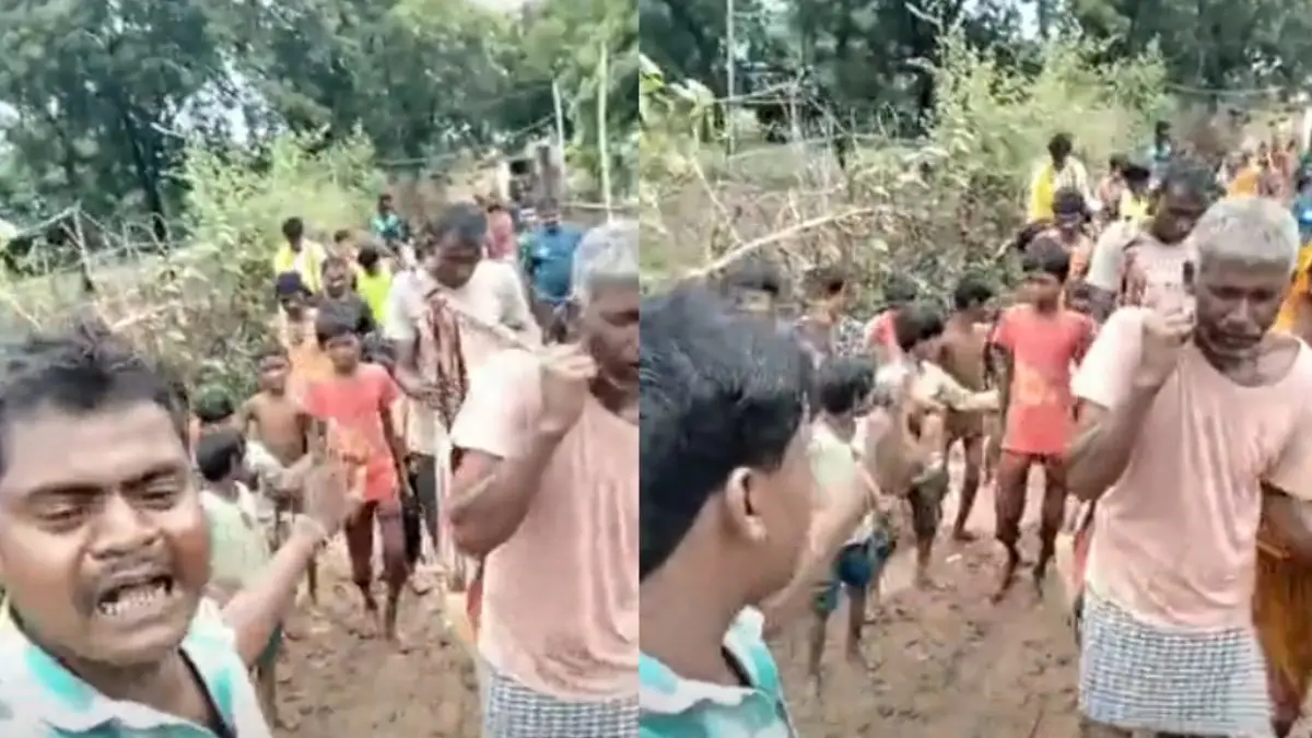 रीवा में सड़क की बदहाली: बीमार बच्चे को कपड़े की पालकी में ले गए अस्पताल, एंबुलेंस गांव तक नहीं पहुंची
